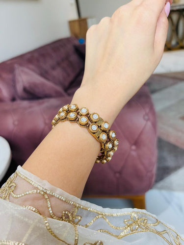 Dull Gold Polki Bangle